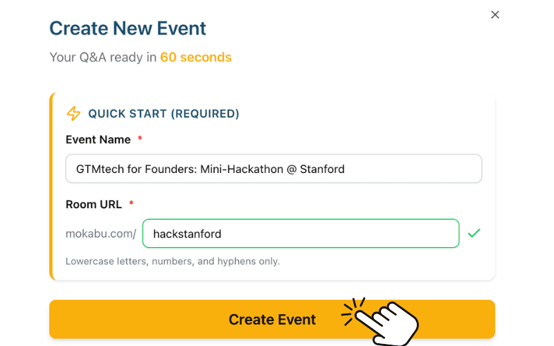 Create a room in 60 seconds