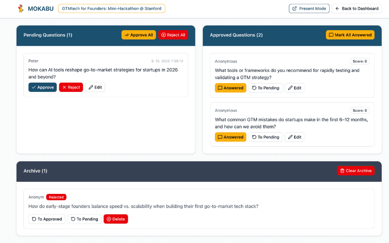 Moderate & approve questions
